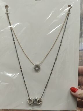 Zara Two-Tier Necklace with Gold and Black Chains